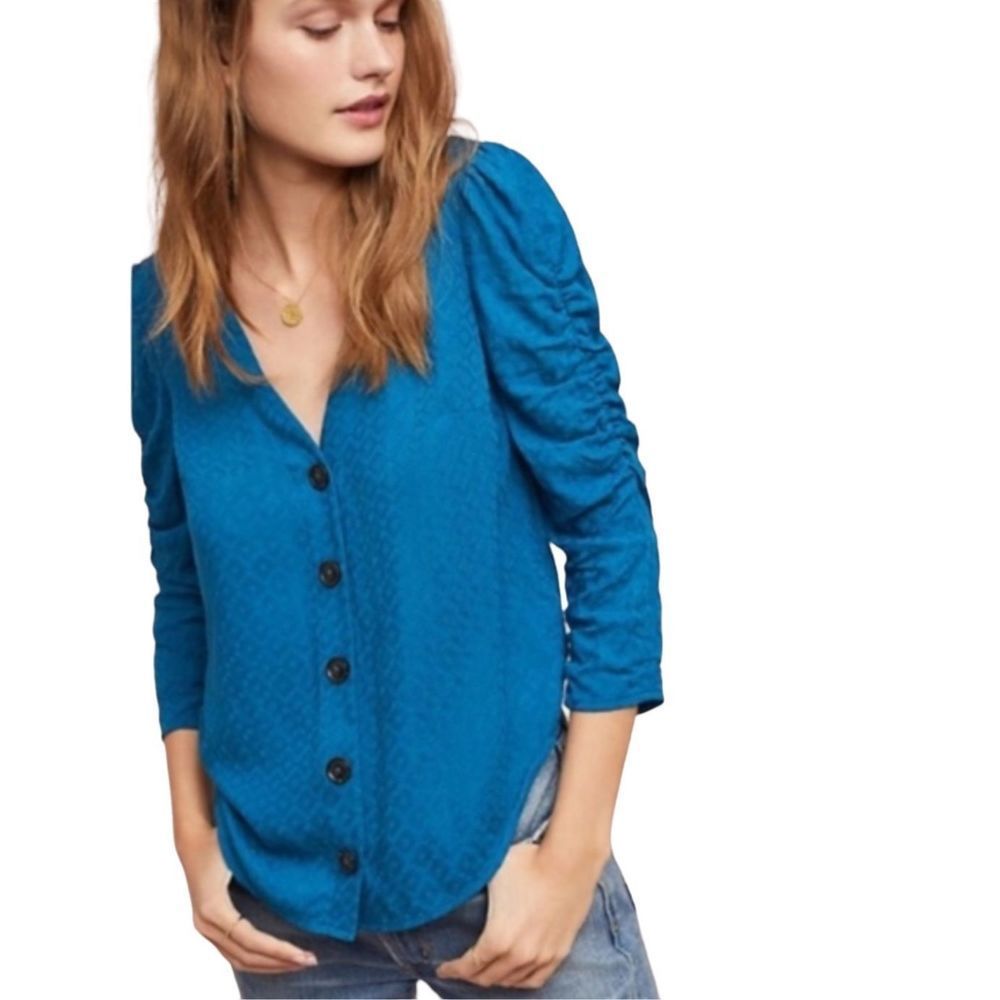 Maeve Blue Button-Up Blouse